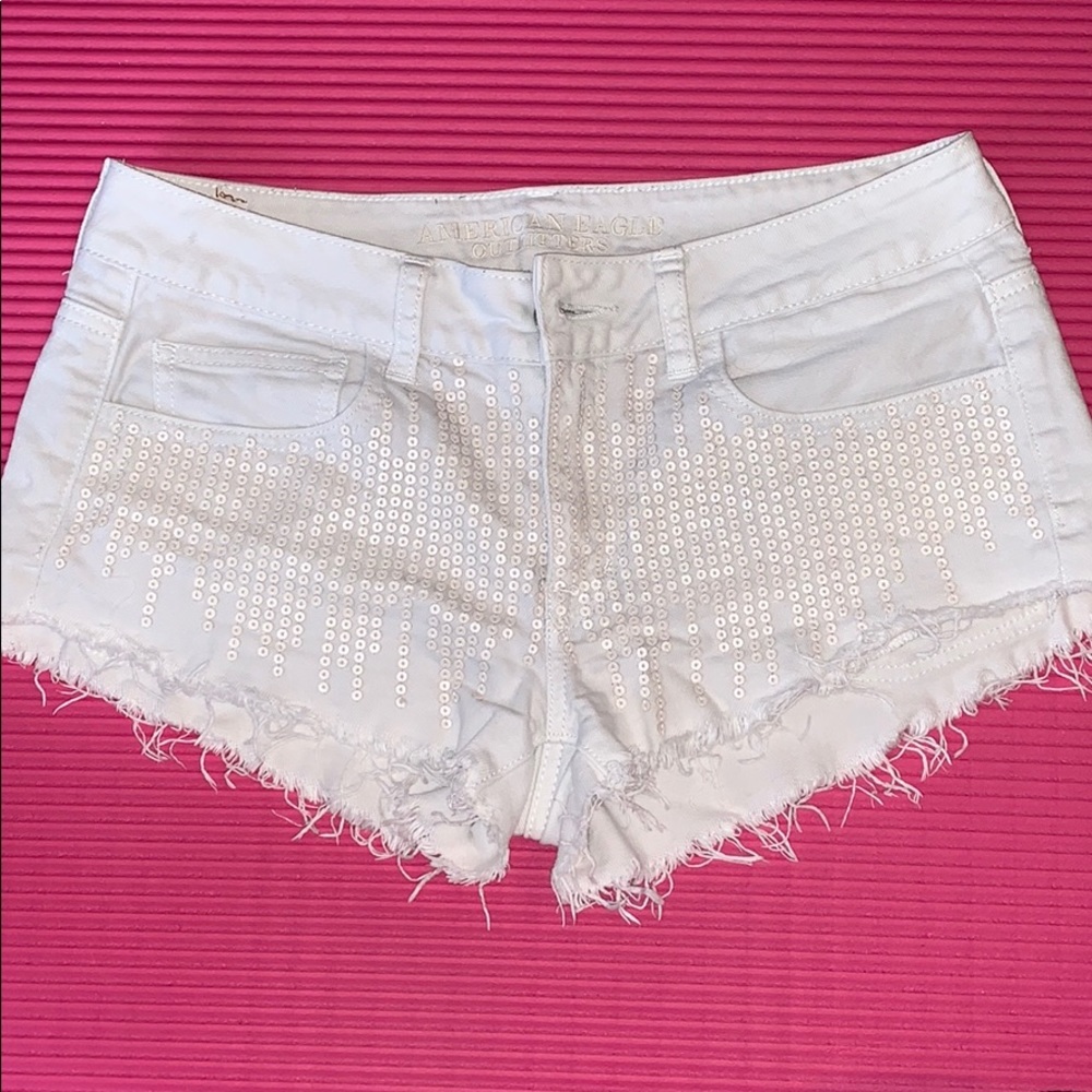 AE White Denim Shorts